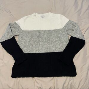 J-Crew Colorblock Sweater - Black, Gray, and White Women’s Size M